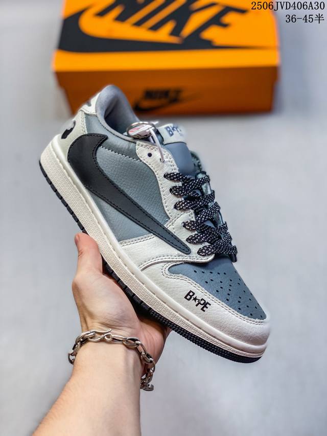 海外爆款限量发售！Travis Scott X Fragment Design X Jordan Air Jordan 1 Low Og Sp “Bape猿人头