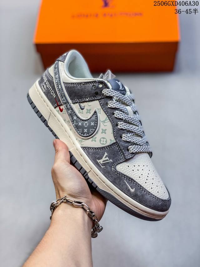 海外爆款限量发售！公司级 Nike Sb Dunk Low“Lv联名-三勾夜光灰底满天星” 周年高端定制 低帮休闲板鞋 定制鞋盒 大厂纯原品质出货 超高清洁度