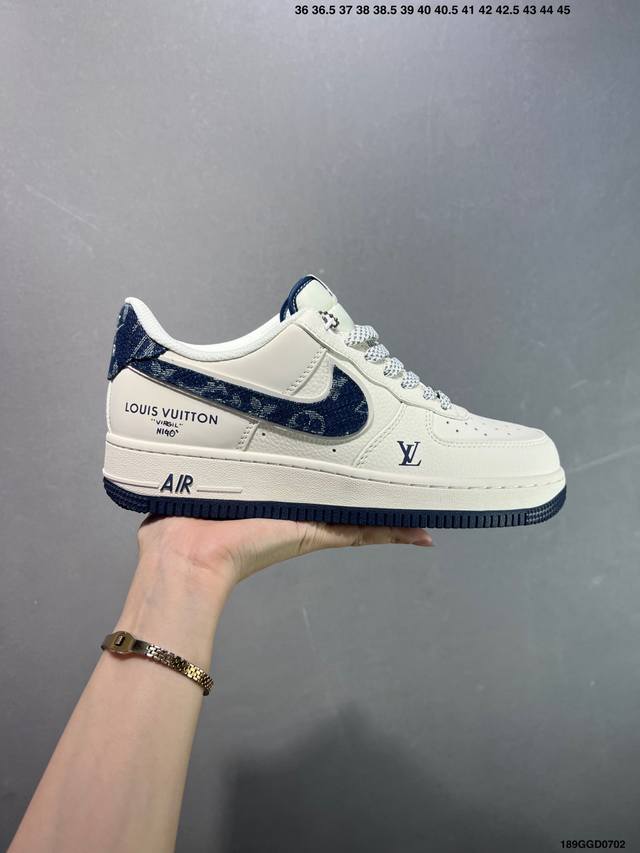 公司级Nike Air Force 1 ‘07 Low “Lv联名 米灰牛仔勾”空军一号 低帮 运动鞋 休闲鞋 折边针车 工艺难度大 原楦头原纸板 原装鞋盒 定