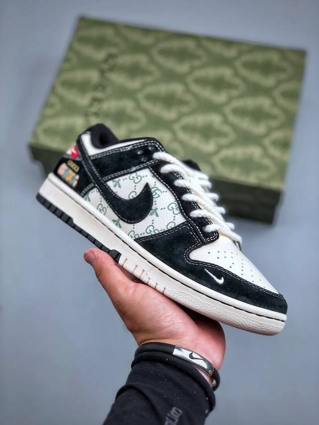 C版 Nike Sb Dunk Low X Gucci 黑米小钩纯原大厂出品 极力推荐原装头层材料 独家版型蒸餾加工帶來的是更好的视觉和脚感体验大厂纯原品质出货