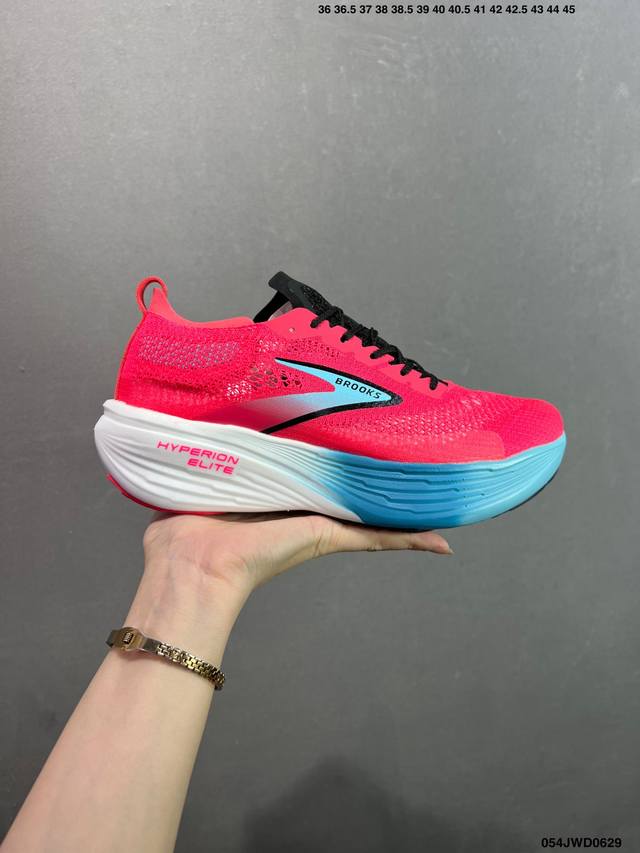 公司级Brooks布鲁克斯 Hyperion Elite 4 Pb 舒适百搭防滑耐磨 低帮 越野竞速跑步鞋 采用改进工程空气网眼组合热熔工艺 鞋面材质搭载Dna
