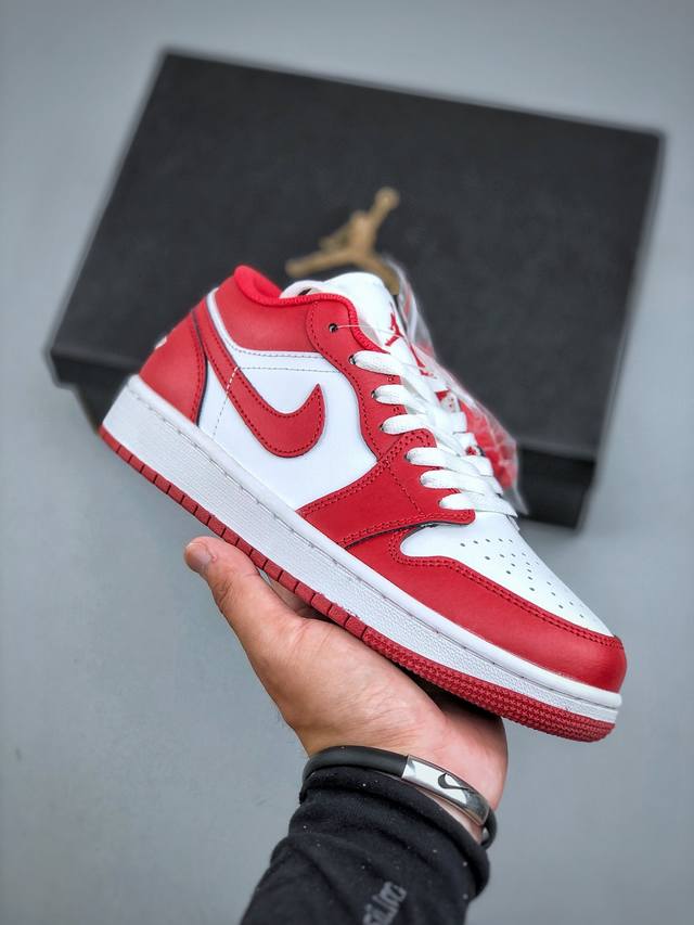 Air Jordan 1 Low Aj1 白红 低帮复古文化篮球鞋 553558 166 市场唯一独家头层皮打造 原鞋原档案开发 原厂皮料 原档冲孔鞋头 正确满
