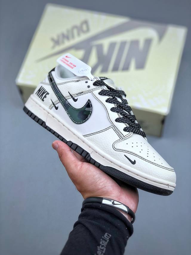 D版 Nike Sb Dunk Low “白黑四勾”高端定制 低帮休闲板鞋 定制鞋盒 大厂纯原品质出货 超高清洁度 皮料切割干净无任何毛边 细节完美 货号：Hs