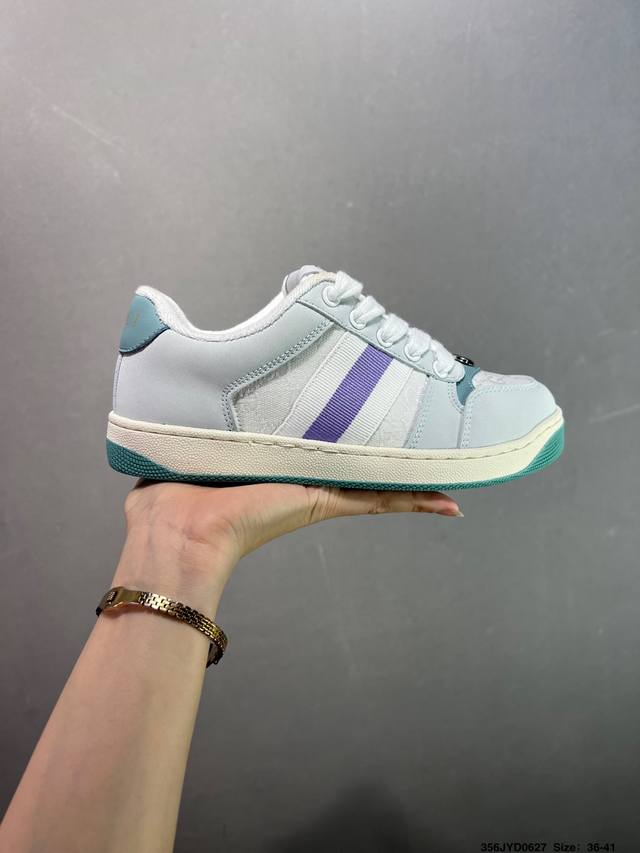 公司级Gucci 古驰 Screener 运动休闲时装奢侈品系列 Gg珐琅扣 擦脏做旧小脏鞋 高端零售海淘商家混卖版本 东莞纯原品质 原鞋对照工艺生产 原厂一致