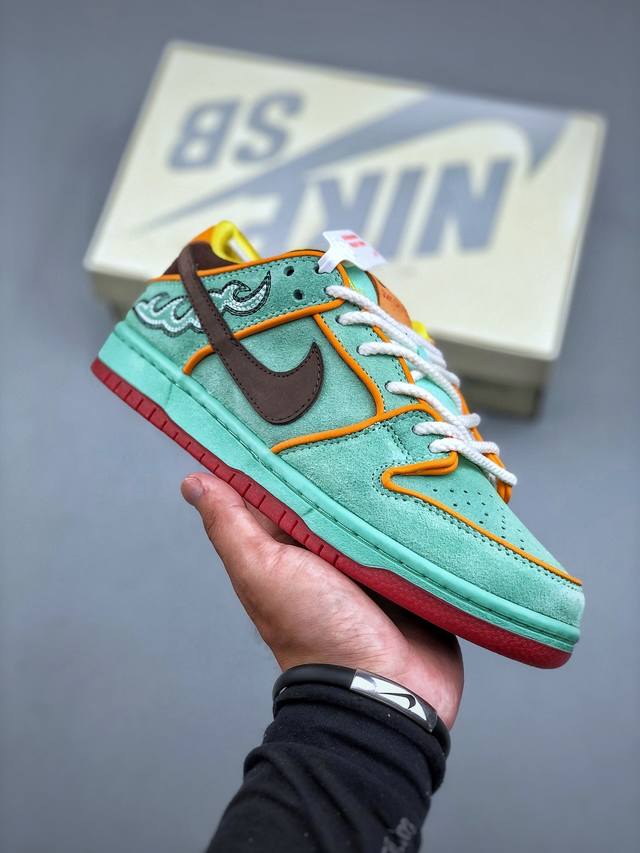 史诗级版本 Nike Sb Dunk Low Tourmaline 黑人月 低帮休闲滑板鞋 Hf3058-300 #鞋面以充满活力的碧玺绿为主色调，辅以君主橙色