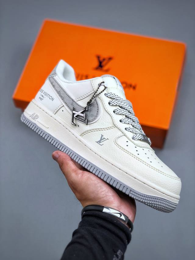 P版 Nike Air Force 1 '07 Low “Lv联名-米灰牛仔勾”空军一号 低帮 运动鞋 休闲鞋 折边针车 工艺难度大 原楦头原纸板 原装鞋盒 定