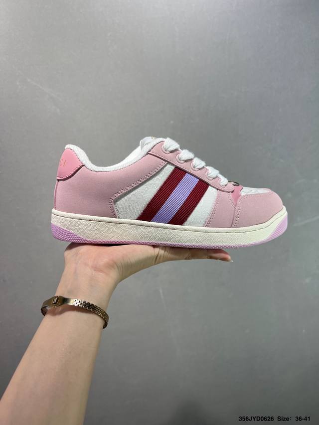公司级Gucci 古驰 Screener 运动休闲时装奢侈品系列 Gg珐琅扣 擦脏做旧小脏鞋 高端零售海淘商家混卖版本 东莞纯原品质 原鞋对照工艺生产 原厂一致