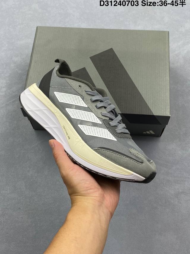 阿迪达斯Adidas Adizero Aruku “Sky Rush”柔软舒适防滑耐磨 低帮跑步鞋 编号：D31240703 尺码：36～45半 货号：Gy25