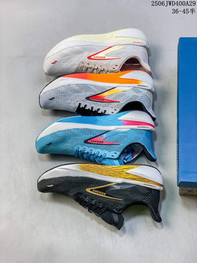 Brooks 布鲁克斯 Hyperion 2 超弹轻盈跑步鞋 低帮透气缓震支撑休闲运动慢跑鞋采用改进工程空气网眼组合热熔工艺鞋面材质搭载Dna Loft V2密