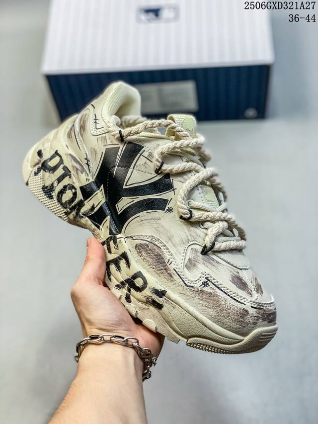 公司级带半码 球鞋定制Mlb Big Ball Chunky沙漠风暴做旧低帮老爹鞋米白色 尺码：见图 编码：06Gxd321A27