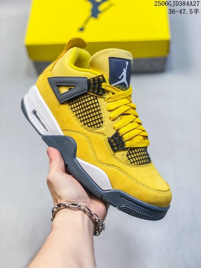 Air Jordan 4 Retro Tour Yellow 黑黄电母 Aj4 乔丹4代 Aj4 乔4 柠檬黄电母 乔丹篮球鞋系列 为致敬乔丹摩托车队， 6年J