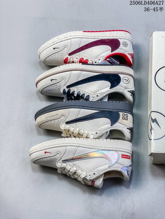 Ravis Scott X Fragment Design X Jordan Air Jordan 1 Low Og Sp “石头岛联名 石榴红” 多方联名合作