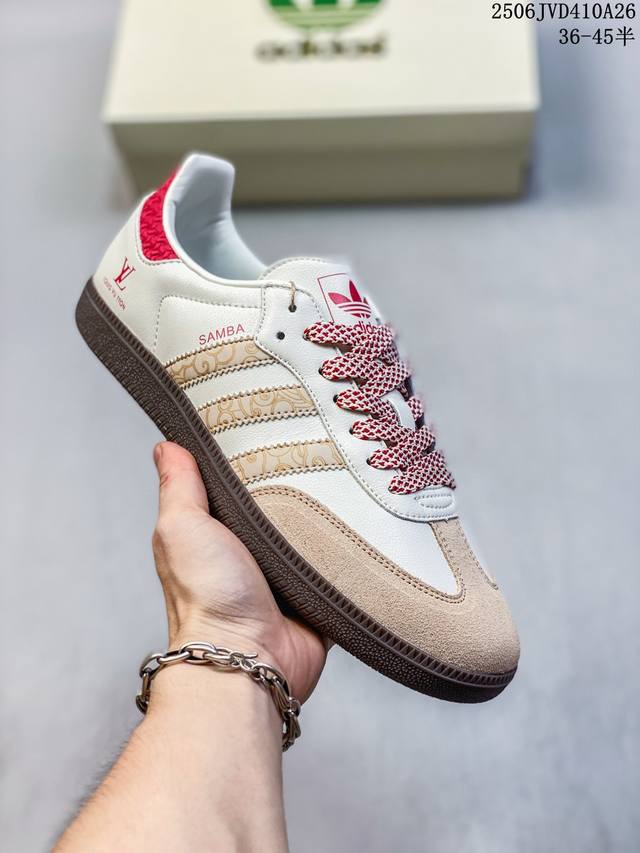公司级Adidas Originals Samba Og ‘Diy’桑巴舞系列-Lv联名 夏季时尚百搭低帮休闲运动板鞋 白棕 原装头层材料 用料绝不含糊 独家版