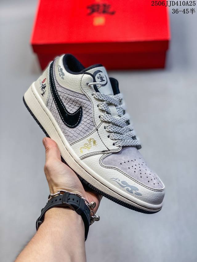 Nike Jordan Air Jordan 1“黑色悟空” 高端定制 低帮 复古 减震 防滑 耐磨 篮球鞋 定制鞋盒 大厂纯原品质出货 超高清洁度 皮料切割干