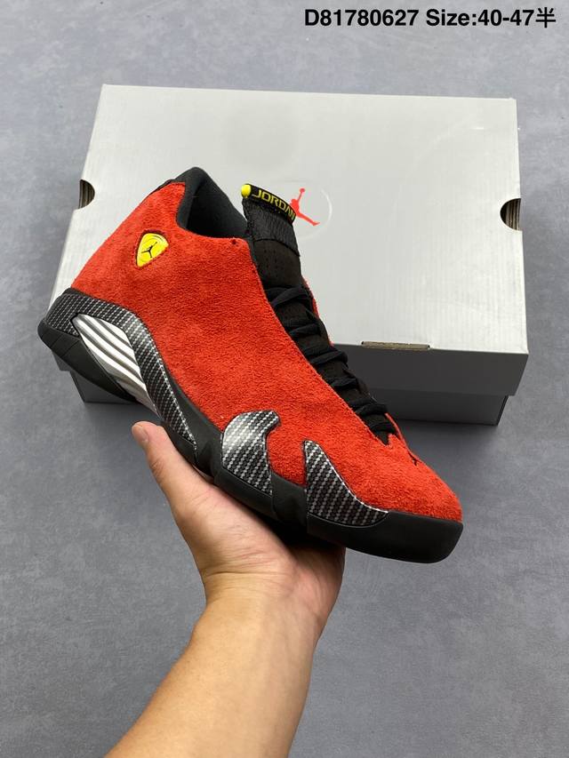 Nike 耐克正品Air Jordan 14 Retro 乔丹14代 Aj14法拉利回归！舒适耐用 减震防滑耐磨 中帮 复古篮球鞋 男女同款 红色，潮流运动鞋4