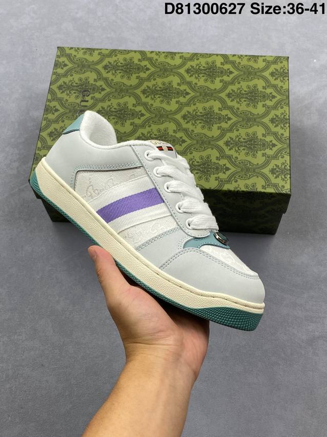 公司级Gucci 古驰 Screener 运动休闲时装奢侈品系列 Gg珐琅扣 擦脏做旧小脏鞋 高端零售海淘商家混卖版本 东莞纯原品质 原鞋对照工艺生产 原厂一致