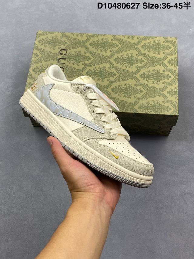 乔丹Travis Scott X Fragment Design X Jordan Air Jordan 1 Low Og Sp “暴力熊联名 灰蓝卡通” 多方