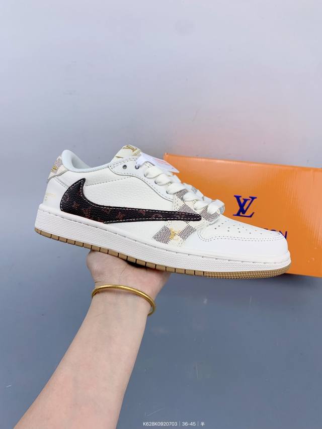 Travis Scott X Fragment Design X Jordan Air Jordan 1 Low Og Sp “Lv联名 米棕方格” 多方联名合