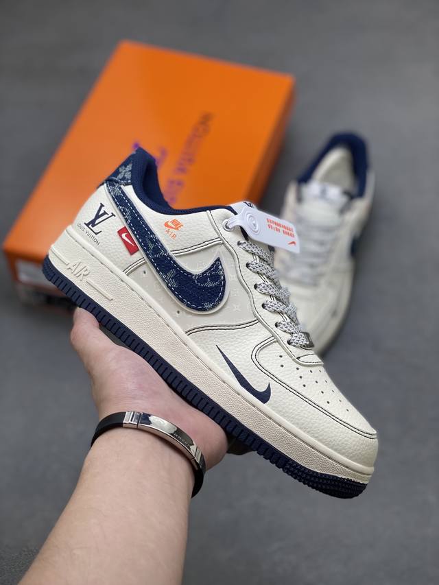 海外限量发售！公司级Nike Air Force 1 '07 Low “Lv联名 黑线蓝牛仔”空军一号 低帮 运动鞋 休闲鞋 折边针车 工艺难度大 原楦头原纸板