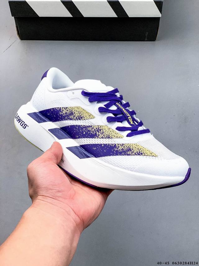 Adidas Adizero Evo Sl M马拉松飞线贾卡轻质透气休闲运动跑步鞋 采用双层透气网纱 Flywire动态飞线绑缚鞋面材质 内置Zoom小气垫装置
