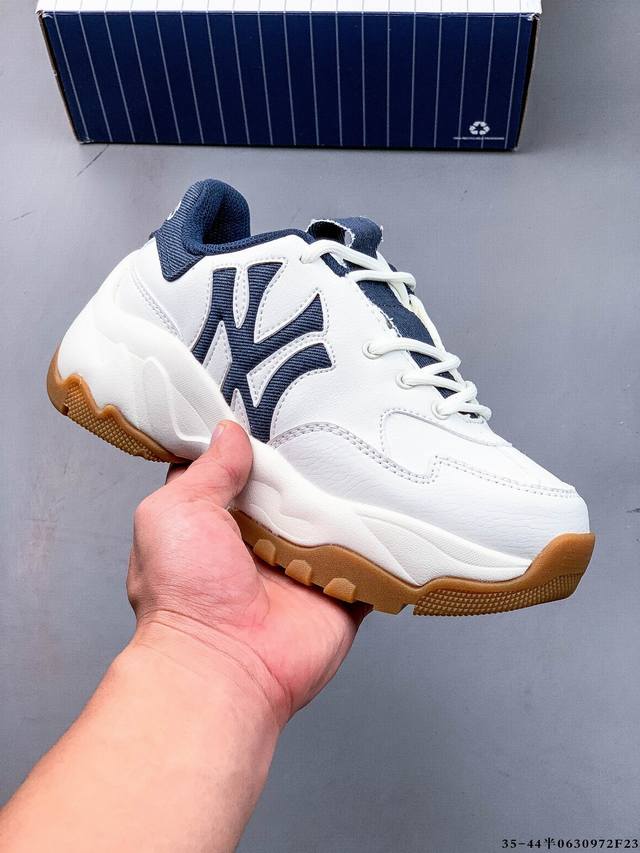 公司级！Mlb Chunky Liner 厚底休闲跑步鞋 Ny印花 牛皮材质运动鞋 0630972F23