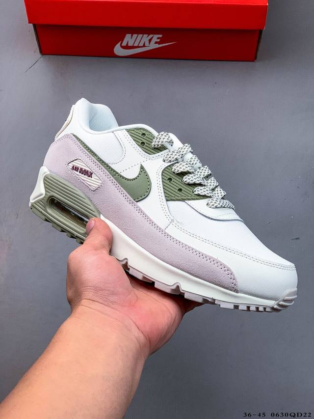 集图 耐克 Wmns Nike Air Max 90 Oreo 半掌气垫全皮复古运动休闲慢跑鞋 0630Qd22
