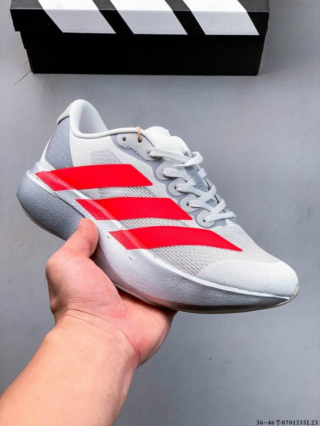 Adidas Adizero Evo Sl M马拉松飞线贾卡轻质透气休闲运动跑步鞋 采用双层透气网纱 Flywire动态飞线绑缚鞋面材质 内置Zoom小气垫装置