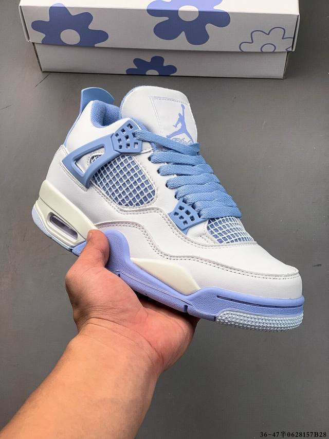 二层真标！Air Jordan 4 Aj4代中帮复古休闲运动文化篮球鞋。秉承轻量化的速度型篮球鞋设计思想完成设计，降低重量的同时提升舒适度，中底延续前作使用了分