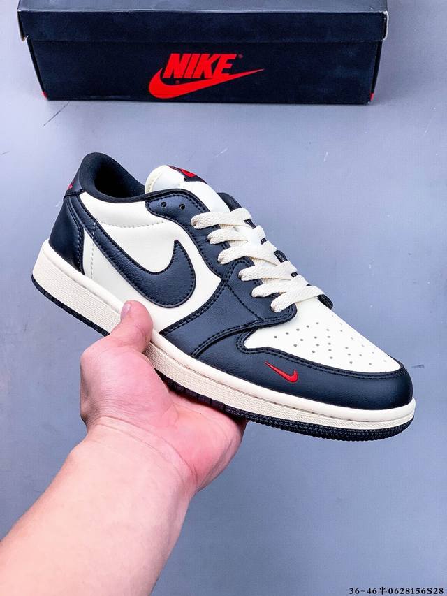 公司级头层！耐克Nike Air Jordan 1 Low Aj1 乔1 低帮潮流运动休闲板鞋。Aj1 低帮拼接 完美版型真头层牛皮# 内置缓震气垫 原鞋开模