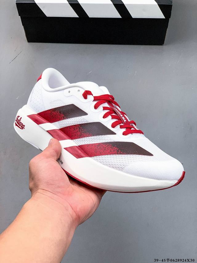 Adidas Adizero Evo Sl M马拉松飞线贾卡轻质透气休闲运动跑步鞋 采用双层透气网纱 Flywire动态飞线绑缚鞋面材质 内置Zoom小气垫装置