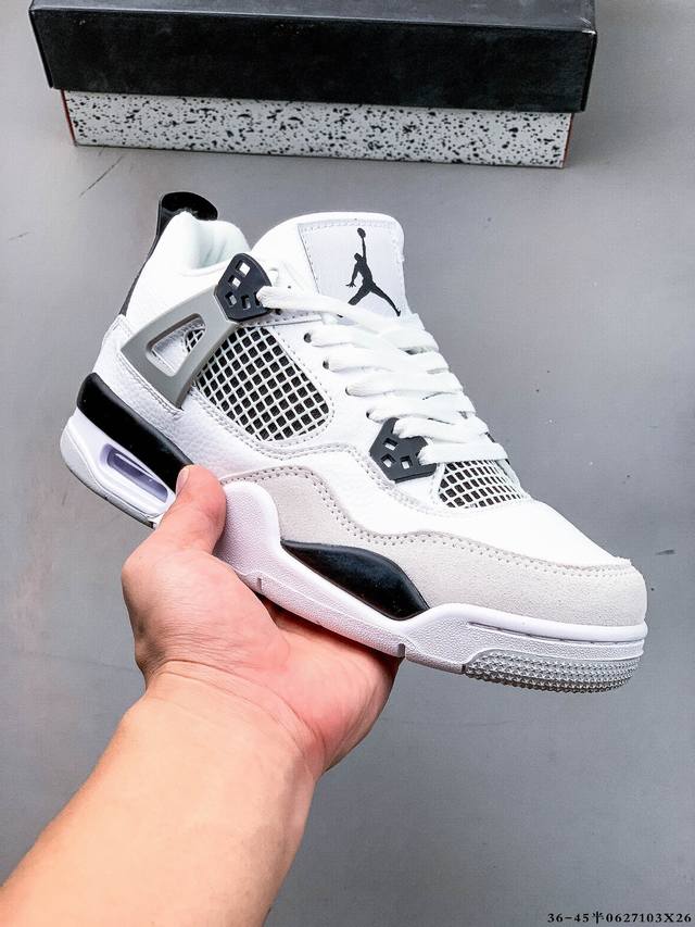 集图 二层真标！Air Jordan 4 Aj4代中帮复古休闲运动文化篮球鞋。秉承轻量化的速度型篮球鞋设计思想完成设计，降低重量的同时提升舒适度，中底延续前作使