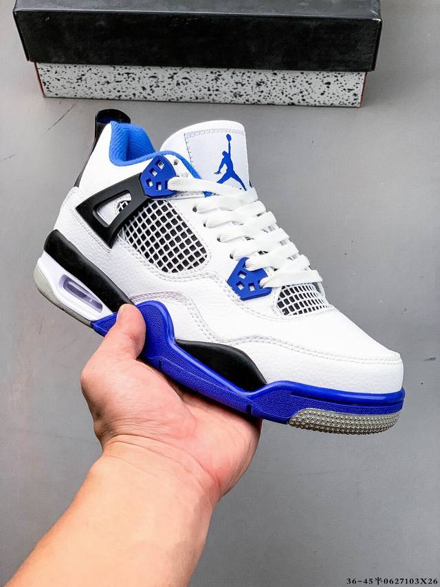 二层真标！Air Jordan 4 Aj4代中帮复古休闲运动文化篮球鞋。秉承轻量化的速度型篮球鞋设计思想完成设计，降低重量的同时提升舒适度，中底延续前作使用了分
