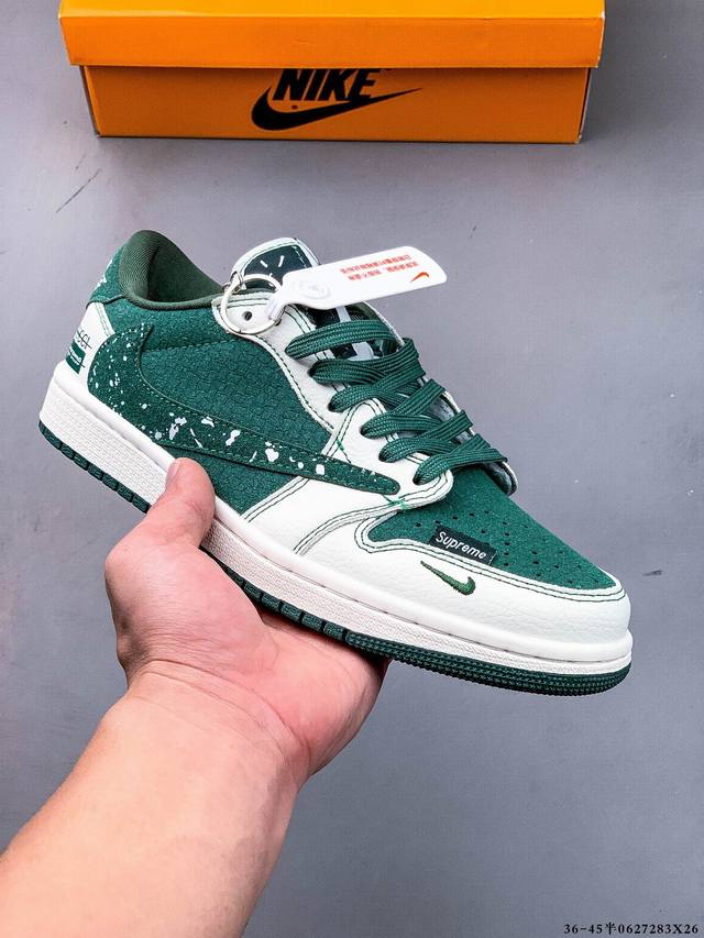 公司级头层！耐克Nike Air Jordan 1 Low Aj1乔1 低帮潮流缓运动休闲板鞋。Aj1 低帮拼接 完美版型真头层牛皮# 内置缓震气垫 原鞋开模