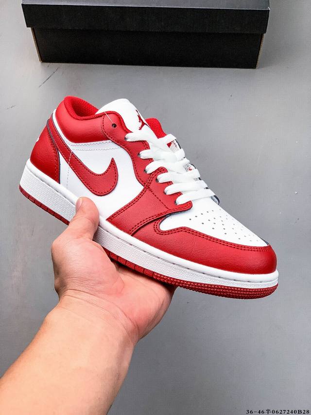 公司级头层！耐克Nike Air Jordan 1 Low Aj1 乔1 低帮潮流运动休闲板鞋。Aj1 低帮拼接 完美版型真头层牛皮# 内置缓震气垫 原鞋开模