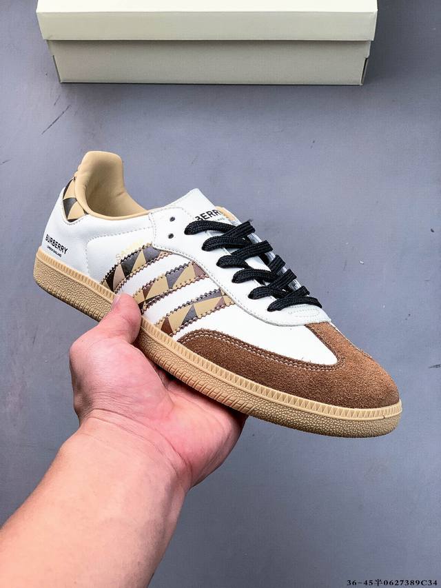 阿迪达斯Adidas Originals Samba德训鞋 防滑耐磨 低帮板鞋 男女同款 简约大方的设计造型，使Notitle X Adidas Origina