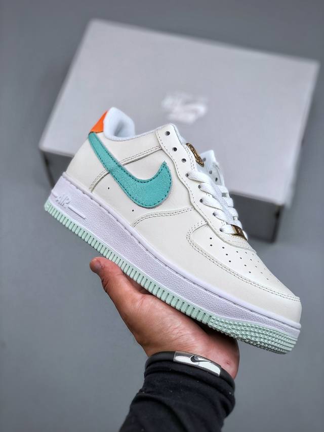今日福利特价 Nike Air Force 1 Low “拼色米白薄荷蓝橙”空军一号低帮运动休闲板鞋 原楦头原纸板 打造纯正空军版型 专注外贸渠道 全掌内置蜂窝