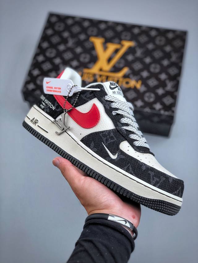 Nike Air Force 1‘07 Low Lv联名 白红黑牛仔 空军一号低帮休闲板鞋 #原楦头原纸板 原装鞋盒 定制五金配件 内置全掌气垫 原厂鞋底 货号