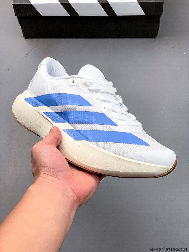 Adidas Adizero Evo Sl M马拉松飞线贾卡轻质透气休闲运动跑步鞋 采用双层透气网纱 Flywire动态飞线绑缚鞋面材质 内置Zoom小气垫装置
