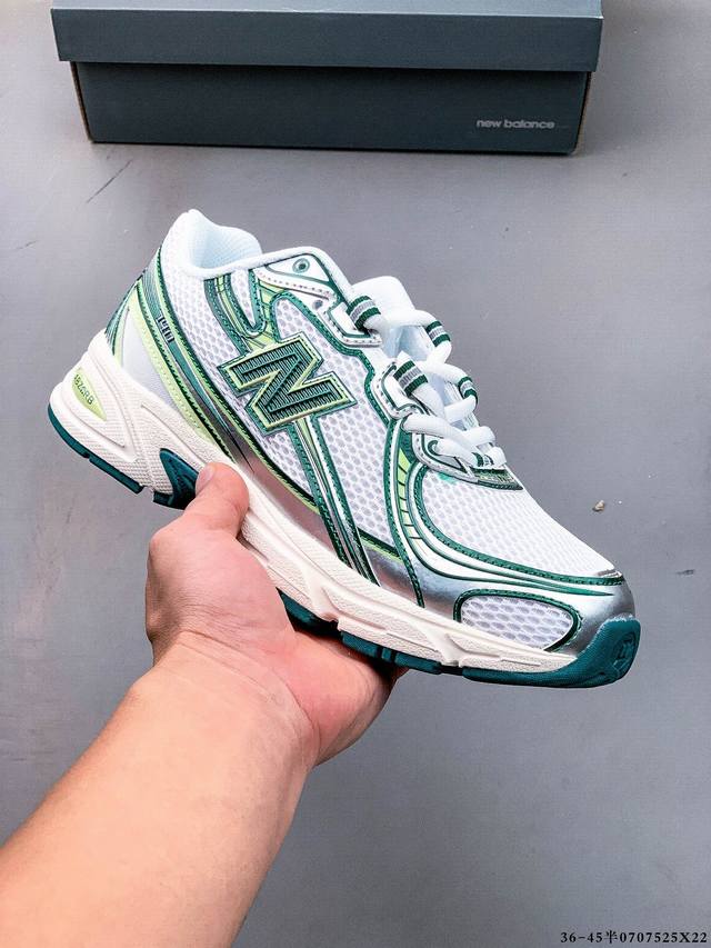 New Balance Nb740 英产 轻便复古休闲运动跑步鞋 全鞋身以网格布作为基地，在细节部分以皮革作为辅助添加，流线感很强。外形和New Balace