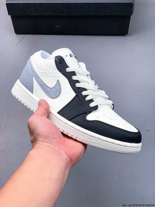 公司级头层！耐克Nike Air Jordan 1 Low Aj1 乔1 低帮潮流运动休闲板鞋。Aj1 低帮拼接 完美版型真头层牛皮# 内置缓震气垫 原鞋开模