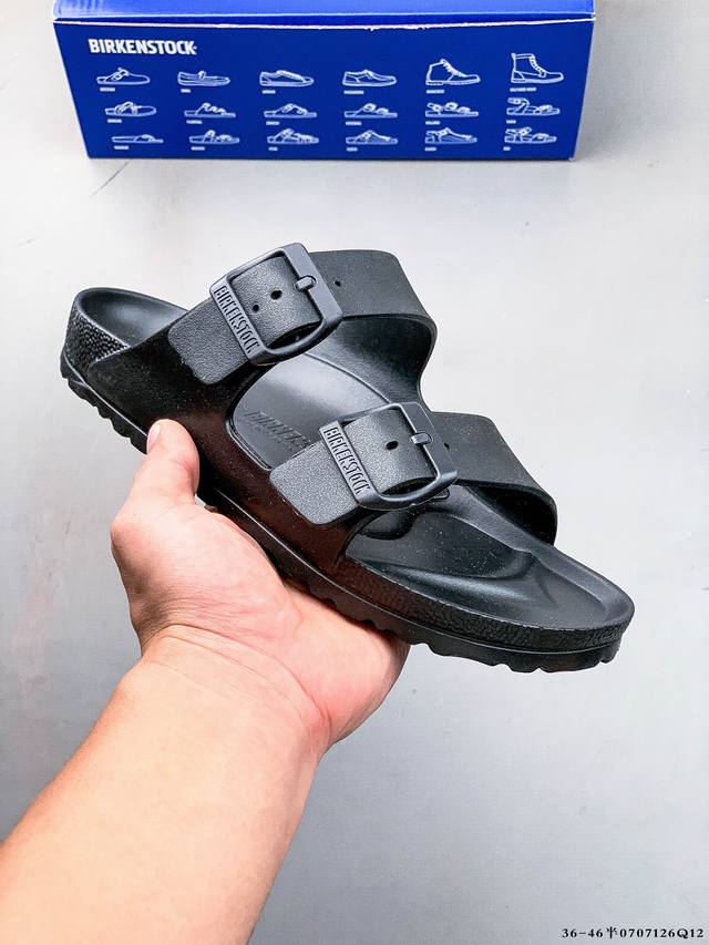 德国百年知名鞋履品牌 博肯Birkenstock Zurich系列 黑色反绒 牛皮绒面革 双扣时尚凉拖 勃肯半拖凉鞋系列 亲肤透气的人造革，搭配可调节鞋扣提升穿