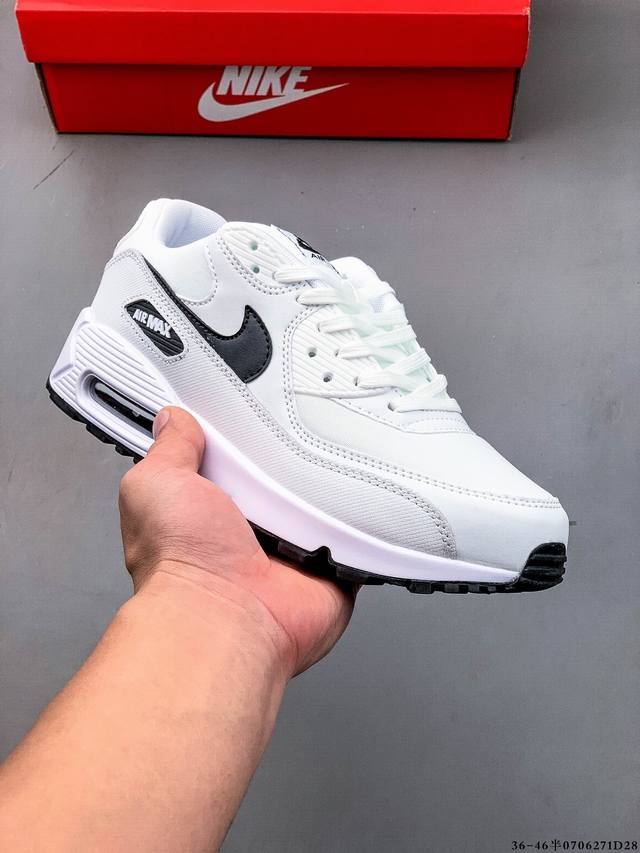 公司级！耐克 Wmns Nike Air Max 90 Oreo 半掌气垫全皮复古运动休闲慢跑鞋 0706271D28