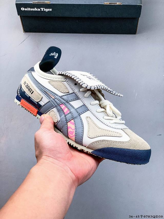 公司级！Asics 亚瑟士 Onitsuka Tiger 鬼冢虎 阿斯克斯 皮面原装四联吊牌 中底纸板钢印 日系轻便运动休闲鞋 0703Qd30