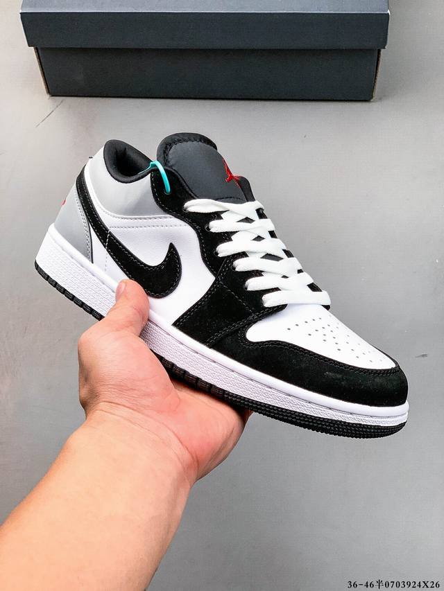 公司级头层！耐克Nike Air Jordan 1 Low Aj1 乔1 低帮潮流运动休闲板鞋。Aj1 低帮拼接 完美版型真头层牛皮# 内置缓震气垫 原鞋开模