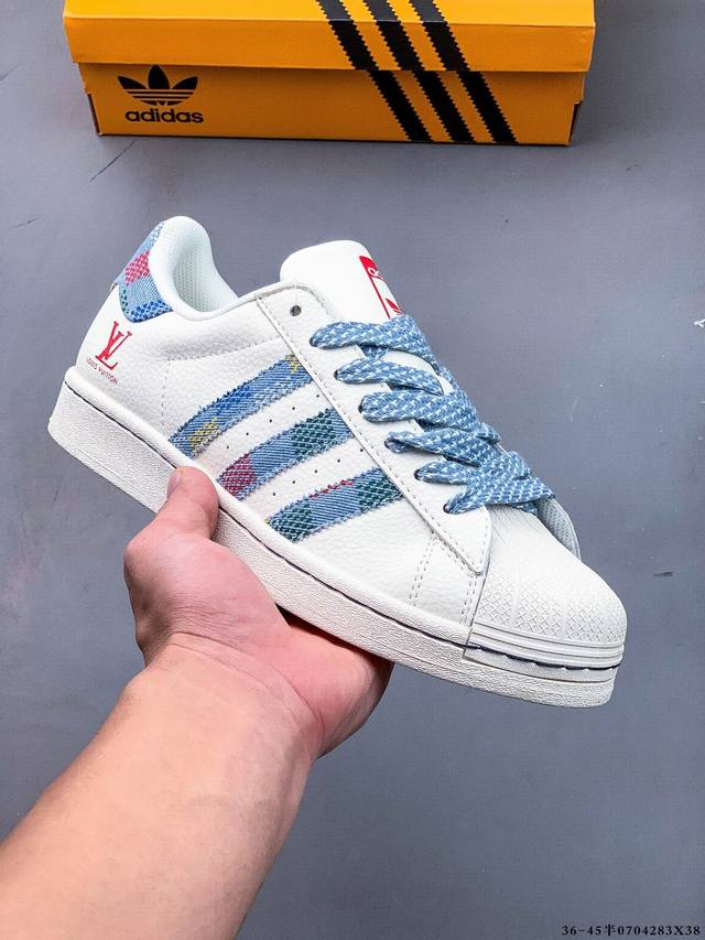公司级头层！阿迪达斯Adidas Superstar 贝壳头经典百搭休闲板鞋 渠道正品订单 诠释市场最高工艺水平 贝壳头经典小白板鞋 专柜上架同步配色 全鞋进口