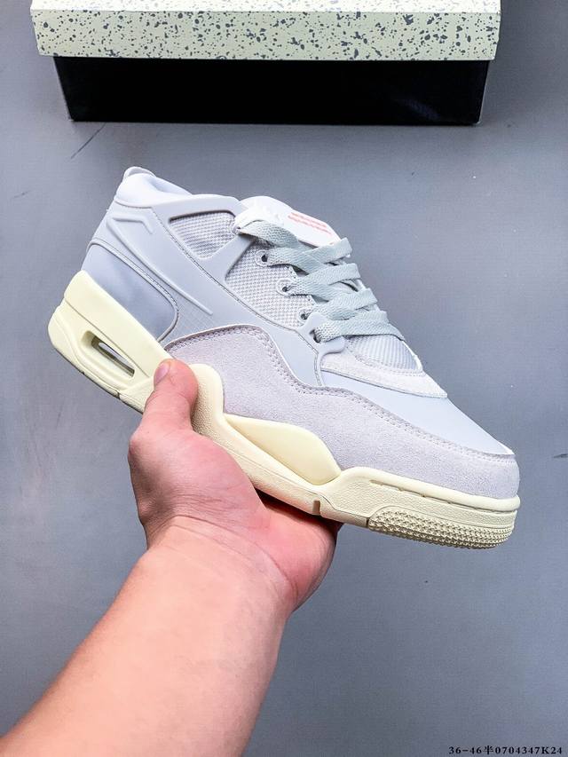 集图 Air Jordan Aj4 Rm 重制版低帮复古篮球鞋 实拍首发 采用了低帮的设计 并保留了众多Aj4的经典元素 鞋身以皮革 麂皮材质拼接打造 Aj4经