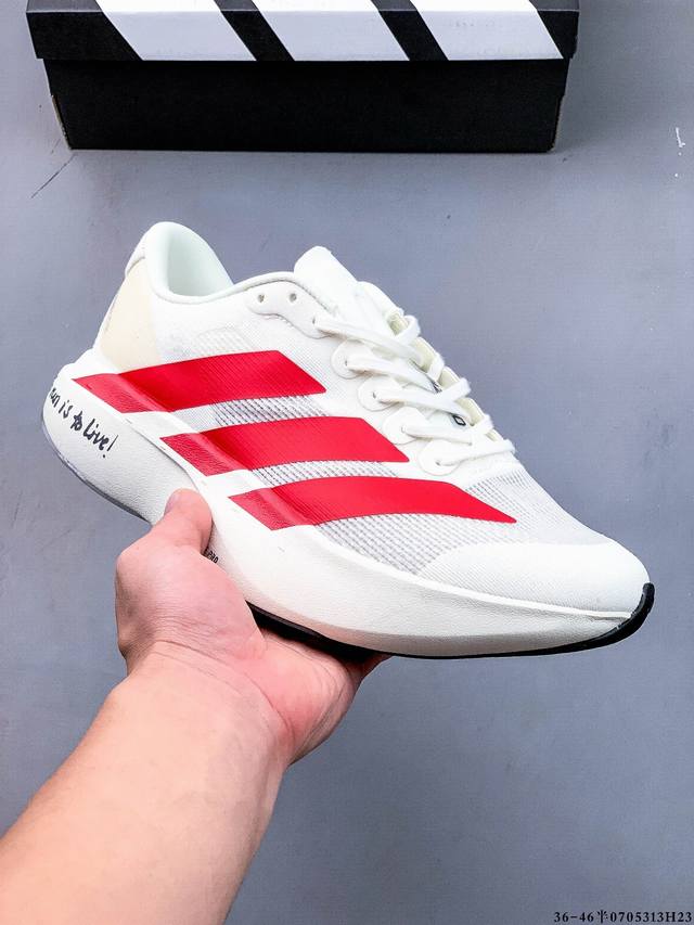 Adidas Adizero Evo Sl M马拉松飞线贾卡轻质透气休闲运动跑步鞋 采用双层透气网纱 Flywire动态飞线绑缚鞋面材质 内置Zoom小气垫装置