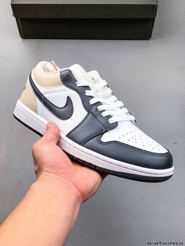 公司级头层！耐克Nike Air Jordan 1 Low Aj1乔1 低帮潮流缓运动休闲板鞋。Aj1 低帮拼接 完美版型真头层牛皮# 内置缓震气垫 原鞋开模