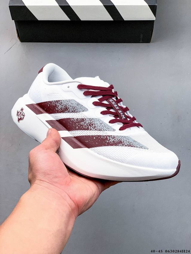 Adidas Adizero Evo Sl M马拉松飞线贾卡轻质透气休闲运动跑步鞋 采用双层透气网纱 Flywire动态飞线绑缚鞋面材质 内置Zoom小气垫装置