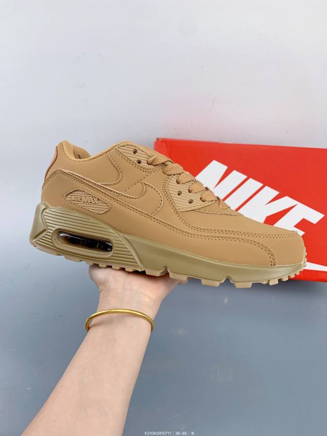 公司级耐克Nike Air Max 90 经典复古小气垫缓震跑鞋 鞋面由皮和革织物打造，犀利的条线打造出酷劲十的足视觉效果 网布鞋增面强透气性，穿着为极舒适 经